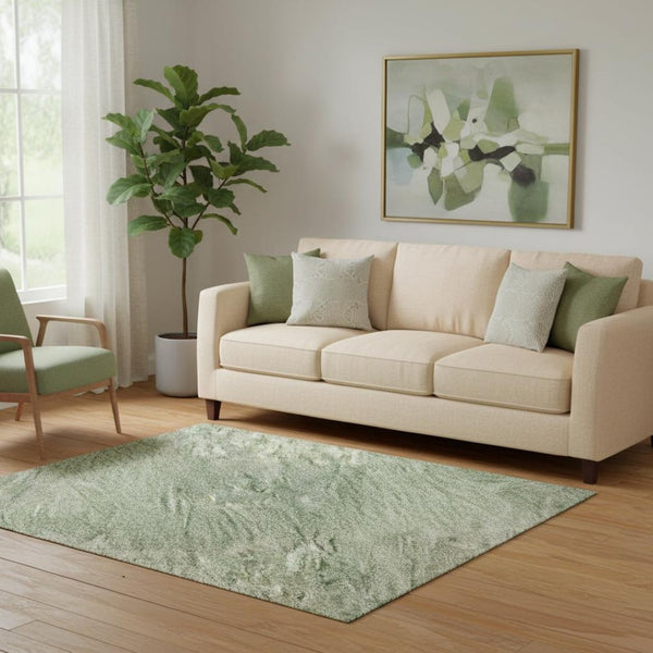 HomeRoots 5' X 8' Artichoke Green & Eggplant Washable Area Rug - Durable, Stylish, UV-Protected & Pet-Friendly 697874