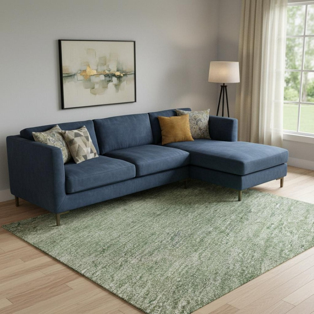 HomeRoots 9' X 12' Artichoke Green & Eggplant Abstract Washable Area Rug - Durable, UV Protected & Stylish 697877