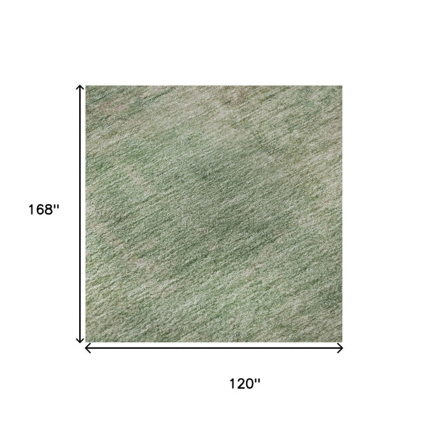HomeRoots 10' X 14' Abstract Artichoke Green & Eggplant Washable Area Rug with UV Protection for Homes 697878