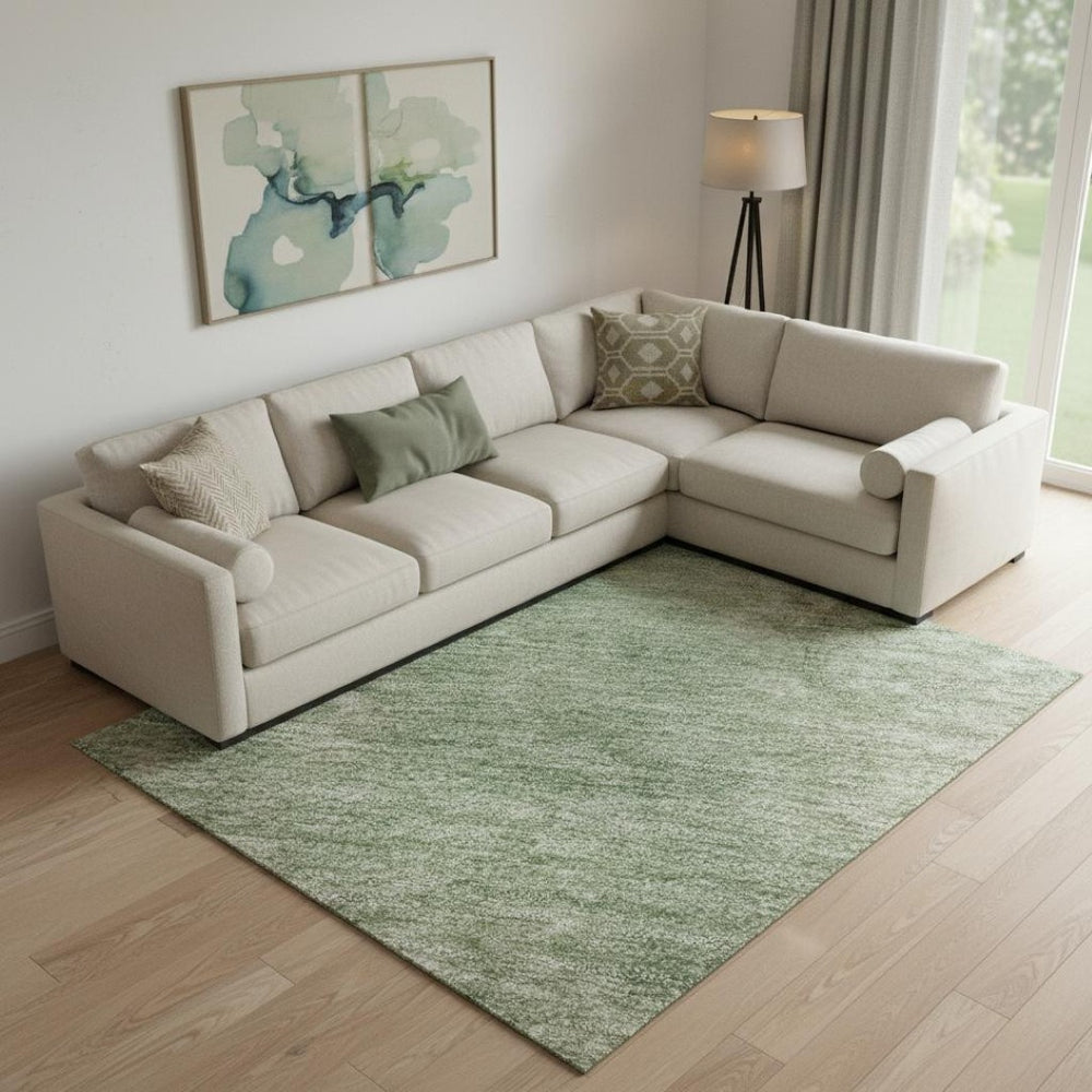 HomeRoots 10' X 14' Abstract Artichoke Green & Eggplant Washable Area Rug with UV Protection for Homes 697878
