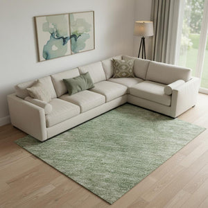 HomeRoots 10' X 14' Abstract Artichoke Green & Eggplant Washable Area Rug with UV Protection for Homes 697878