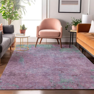 HomeRoots 10' X 14' Stylish Lavender & Teal Abstract Area Rug - Washable, UV Protected, Kid & Pet Friendly! 697884