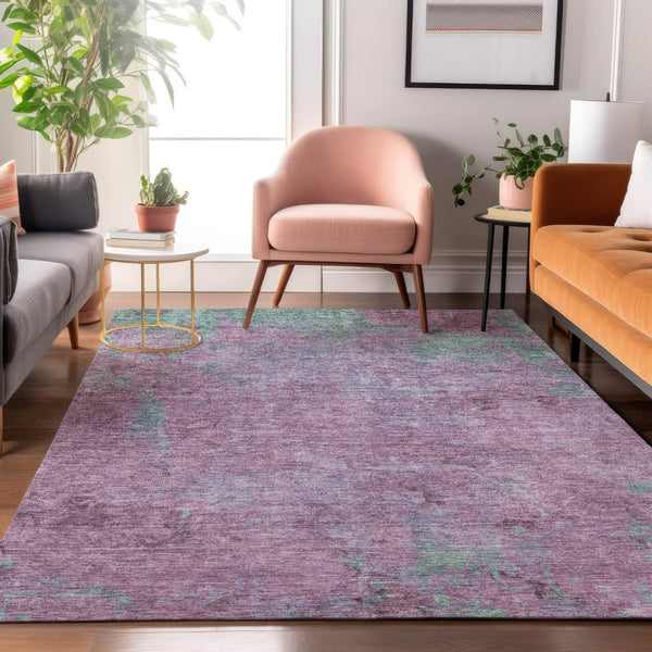 HomeRoots 10' X 14' Stylish Lavender & Teal Abstract Area Rug - Washable, UV Protected, Kid & Pet Friendly! 697884