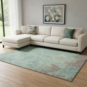 HomeRoots 8' X 10' Pale Aqua & Taupe Abstract Area Rug - Stain Resistant, UV Protected, Modern Design for Home 697888