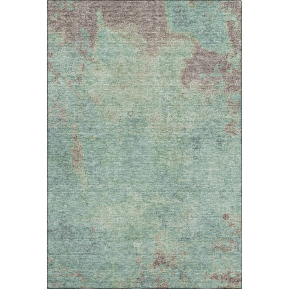 HomeRoots 10' X 14' Pale Aqua & Taupe Abstract Washable Area Rug – Stylish, Durable, UV-Protected for Homes! 697890