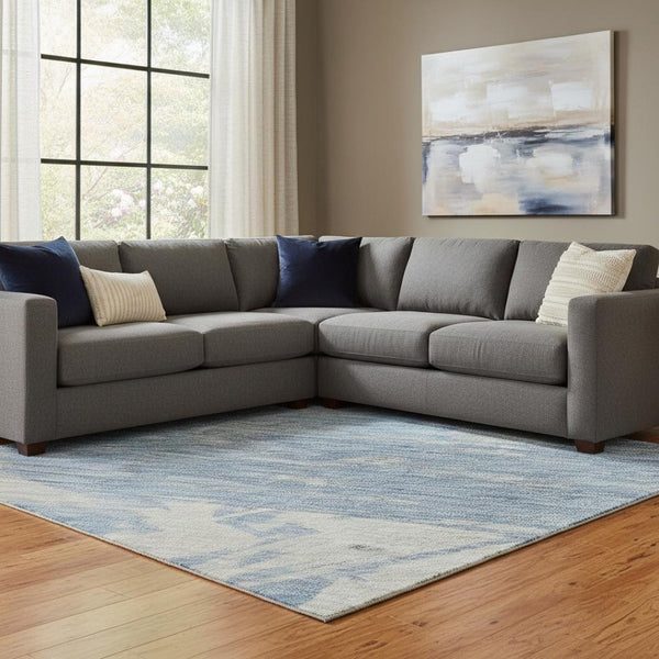 HomeRoots 8' X 10' Stylish Denim Blue Ivory Beige Washable Area Rug – Durable, UV Protected, Stain Resistant! 697894