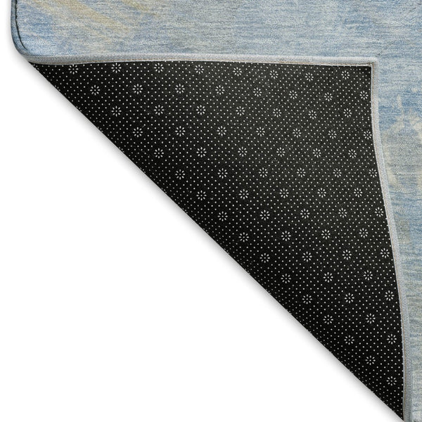 HomeRoots 9' X 12' Stylish Denim Blue Ivory Beige Abstract Washable Area Rug with UV Protection & Durability 697895