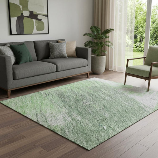 HomeRoots 5' X 8' Washable Area Rug in Green, Lavender & Ivory - Stylish, UV-Protected & Pet-Friendly Design! 697898