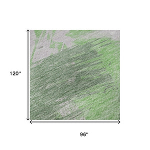 HomeRoots 8' X 10' Abstract Green Lavender Ivory Washable Area Rug with UV Protection for Modern Spaces 697900