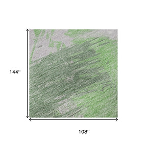 HomeRoots 9' X 12' Stylish Abstract Area Rug in Green, Lavender & Ivory – Stain Resistant & UV Protected Design 697901