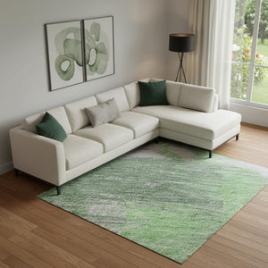 HomeRoots 9' X 12' Stylish Abstract Area Rug in Green, Lavender & Ivory – Stain Resistant & UV Protected Design 697901
