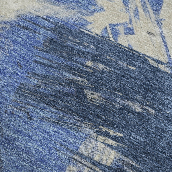 HomeRoots 8' X 10' Navy Blue, Green & Ivory Abstract Washable Area Rug – UV Protected, Durable & Stylish Design 697906