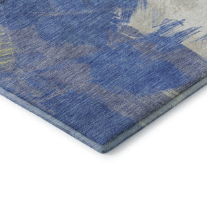 HomeRoots 9' X 12' Modern Abstract Washable Area Rug in Navy, Green & Ivory with UV Protection, Stain-Resistant 697907