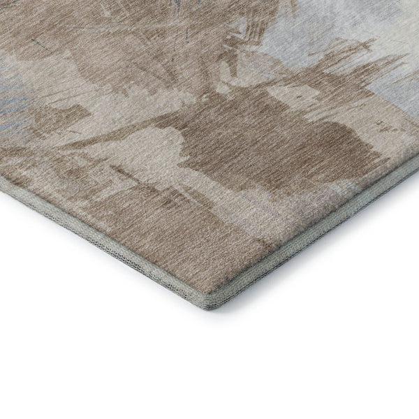 HomeRoots 10' X 14' Rust Gray Ivory Abstract Washable Area Rug - Durable, UV Resistant & Stylish for Any Space! 697914
