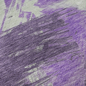 HomeRoots 5' X 8' Abstract Area Rug in Purple, Green & Ivory - Washable, UV-Protected, Durable & Stylish Design 697916