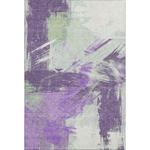 HomeRoots 9' X 12' Washable Abstract Area Rug in Purple, Green & Ivory - UV Protected, Durable & Non-Slip Design! 697919