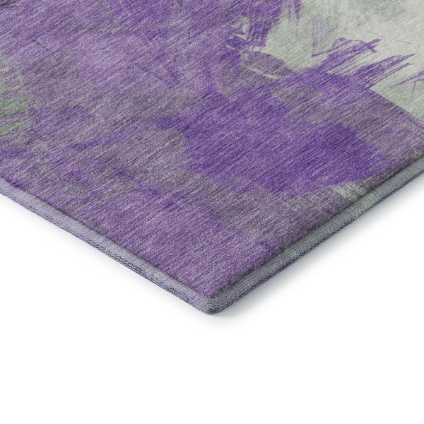HomeRoots 9' X 12' Washable Abstract Area Rug in Purple, Green & Ivory - UV Protected, Durable & Non-Slip Design! 697919