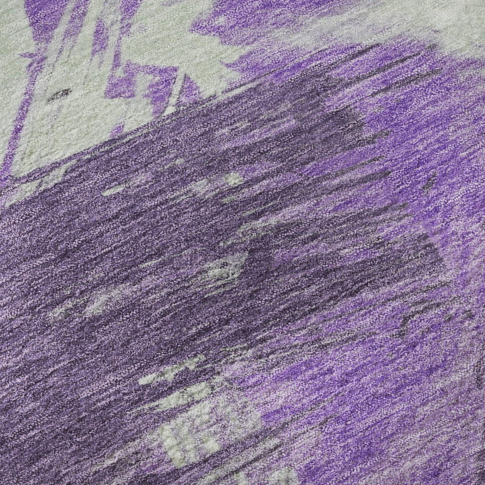HomeRoots 9' X 12' Washable Abstract Area Rug in Purple, Green & Ivory - UV Protected, Durable & Non-Slip Design! 697919