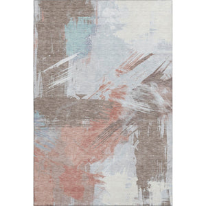 HomeRoots 5' X 8' Abstract Washable Area Rug in Taupe, Blue & Ivory – UV Protected, Stain Resistant & Stylish 697928