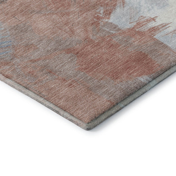 HomeRoots 5' X 8' Abstract Washable Area Rug in Taupe, Blue & Ivory – UV Protected, Stain Resistant & Stylish 697928