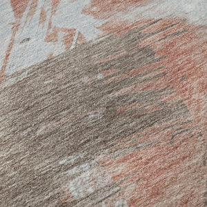 HomeRoots 5' X 8' Abstract Washable Area Rug in Taupe, Blue & Ivory – UV Protected, Stain Resistant & Stylish 697928