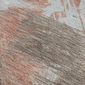 HomeRoots 5' X 8' Abstract Washable Area Rug in Taupe, Blue & Ivory – UV Protected, Stain Resistant & Stylish 697928
