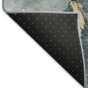 HomeRoots 5' X 8' Stylish Graphite Gold Silver Abstract Area Rug – Washable, UV-Protected & Non-Slip Design 697934
