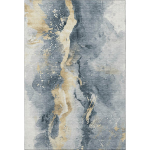 HomeRoots 10' X 14' Stylish Graphite Gold & Silver Abstract Area Rug - Washable, UV Protected, Durable Design 697938
