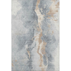 HomeRoots 5' X 8' Gray Beige Ivory Abstract Washable Area Rug - Stylish, Durable, UV Protected & Easy Care! 697940
