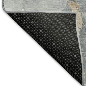 HomeRoots 8' Gray Beige and Ivory Abstract Round Rug - Washable, UV Protected, Durable & Stylish for Any Room 697941