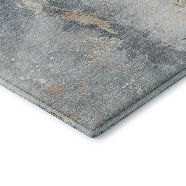 HomeRoots 8' Gray Beige and Ivory Abstract Round Rug - Washable, UV Protected, Durable & Stylish for Any Room 697941