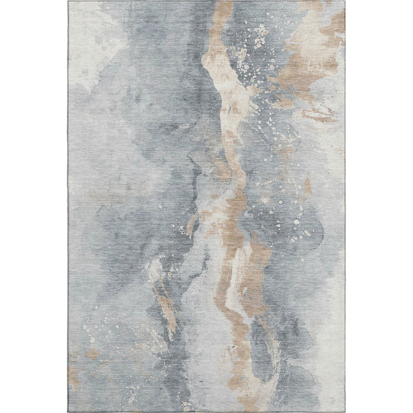 HomeRoots 8' X 10' Abstract Washable Area Rug - Durable Gray, Beige & Ivory Design with UV Protection & Stain Resistance 697942