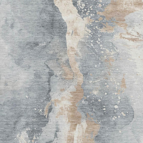 HomeRoots 9' X 12' Abstract Area Rug in Gray Beige Ivory – Washable, UV-Protected & Family-Friendly Design 697943