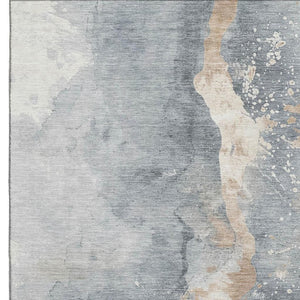HomeRoots 10' Washable Gray Beige Ivory Abstract Area Rug – Durable, UV Protected & Non-Slip for Busy Homes 697944