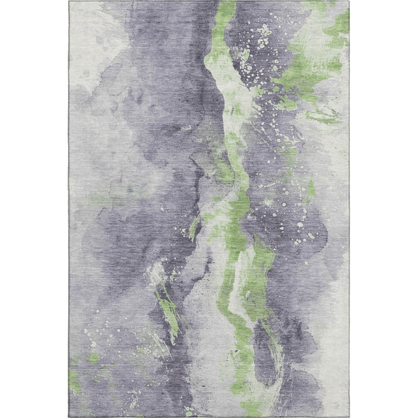 HomeRoots 5' Abstract Lavender Green & Ivory Area Rug - Washable, UV-Protected, Stain-Resistant, Non-Slip! 697946