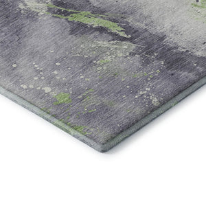 HomeRoots 8' Stylish Lavender Green & Ivory Abstract Washable Round Rug with UV Protection for Any Room 697947
