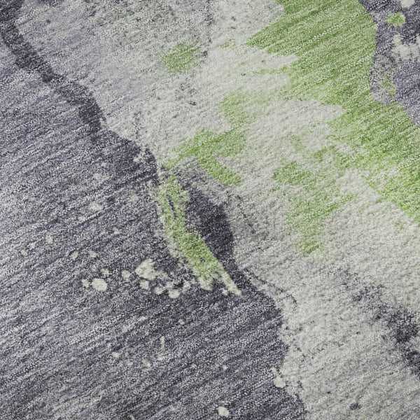 HomeRoots 8' Stylish Lavender Green & Ivory Abstract Washable Round Rug with UV Protection for Any Room 697947