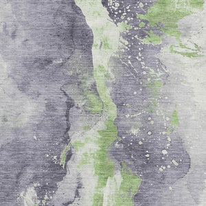 HomeRoots 10' X 14' Modern Abstract Lavender Green & Ivory Washable Area Rug with UV Protection for Homes 697950