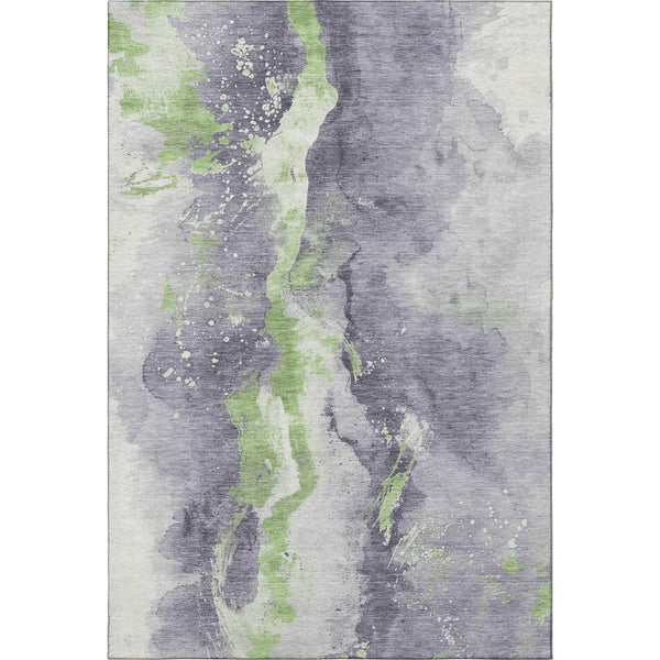 HomeRoots 10' X 14' Modern Abstract Lavender Green & Ivory Washable Area Rug with UV Protection for Homes 697950