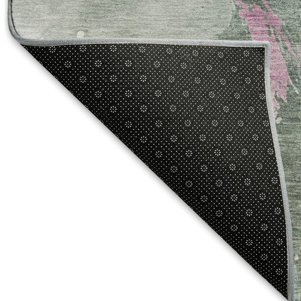 HomeRoots 5' X 8' Abstract Area Rug in Sage, Mauve & Ivory - Stylish, Washable, Stain-Resistant & UV Protected! 697952