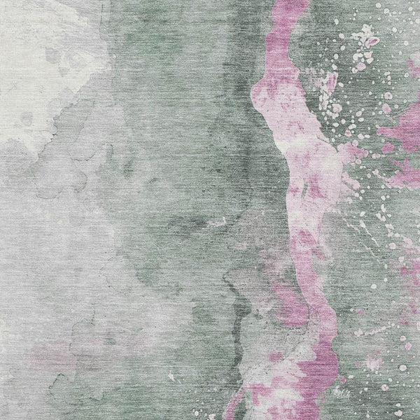 HomeRoots 5' X 8' Abstract Area Rug in Sage, Mauve & Ivory - Stylish, Washable, Stain-Resistant & UV Protected! 697952