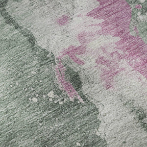 HomeRoots 8' Stylish Sage Mauve Ivory Round Rug - Washable, UV Protected, Stain Resistant, Ideal for Home Decor 697953