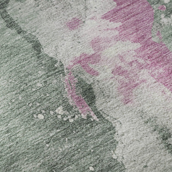 HomeRoots 8' Stylish Sage Mauve Ivory Round Rug - Washable, UV Protected, Stain Resistant, Ideal for Home Decor 697953
