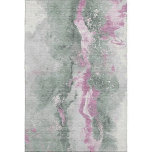 HomeRoots 10' X 14' Sage Mauve Ivory Abstract Area Rug - Durable, Washable, UV Protected for Stylish Living Spaces 697956
