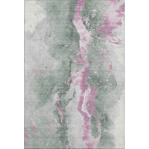 HomeRoots 10' X 14' Sage Mauve Ivory Abstract Area Rug - Durable, Washable, UV Protected for Stylish Living Spaces 697956
