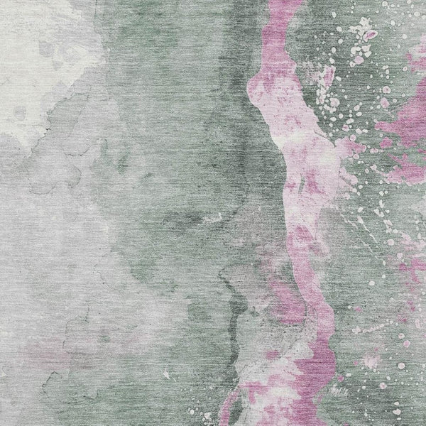 HomeRoots 10' X 14' Sage Mauve Ivory Abstract Area Rug - Durable, Washable, UV Protected for Stylish Living Spaces 697956