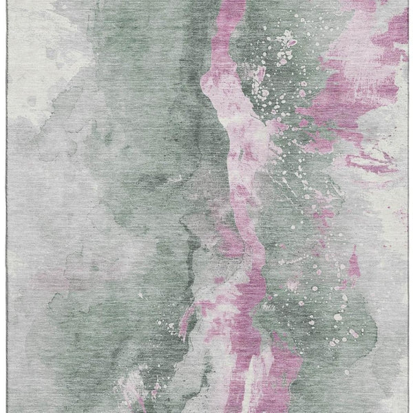 HomeRoots 10' X 14' Sage Mauve Ivory Abstract Area Rug - Durable, Washable, UV Protected for Stylish Living Spaces 697956