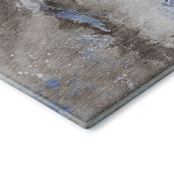 HomeRoots 9' X 12' Abstract Washable Area Rug in Taupe, Blue & Ivory – UV Protected, Durable & Stylish Design 697961