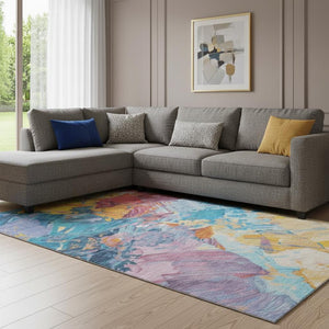 HomeRoots 8' X 10' Vibrant Abstract Washable Area Rug with UV Protection - Durable, Stylish & Easy Care! 697966