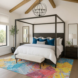 HomeRoots 8' X 10' Vibrant Abstract Washable Area Rug with UV Protection - Durable, Stylish & Easy Care! 697966